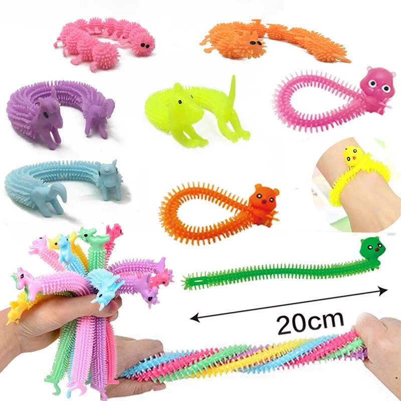 10Pcs Vent Caterpillar Cute Animals Fidget Twist Toy Stress Anxiety Relief Stretch Telescopic Extension Finger Funny Toy