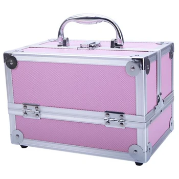 

(23 x 15 x 15)cm SM-2176 Aluminum Makeup Train Case Jewelry Box Cosmetic Organizer with Mirror USA Warehouse