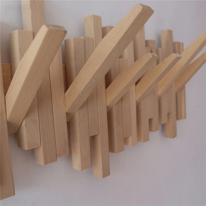 Creative Natural wood hooks wall coat hanger coat rack clothes hanger American family wall type pianos row hook Storage Hanger