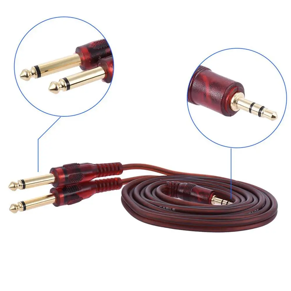 New Audio cable 3.5mm stereo plug to dual 6.35mm plug computer mixer