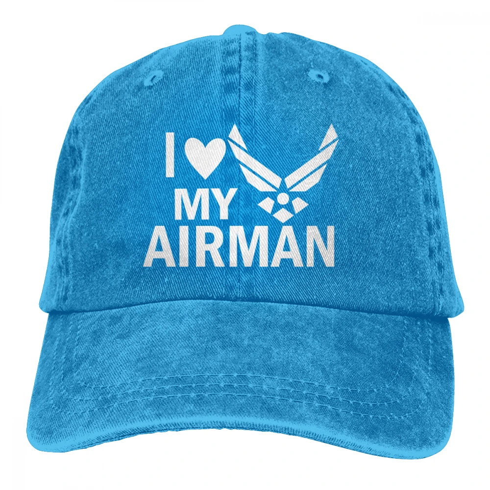 I Love My Airman США Air Force Casquette темно-синие унисекс Мужские Женские джинсовые бейсболка с ремешком кепки Регулируемая шляпа для гольфа папа