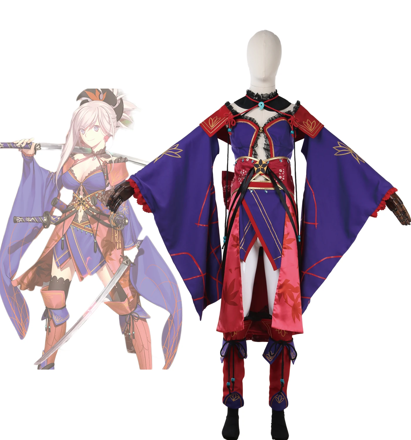 

Fate Grand Order FGO Miyamoto Musashi Cosplay Costume Full Set Custom Made for Women Halloween Costumes
