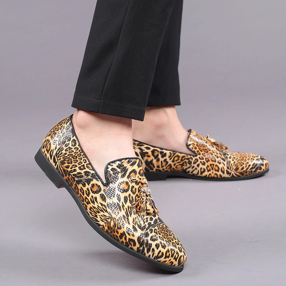 Leopard Print Loafers Men Men Leopard Loafers Flats Luxury Men