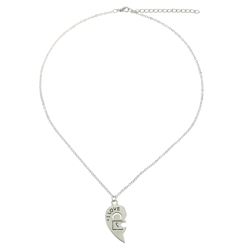 2 шт./компл. Пара Ожерелье для женщин и мужчин серебро две части сердце кулон