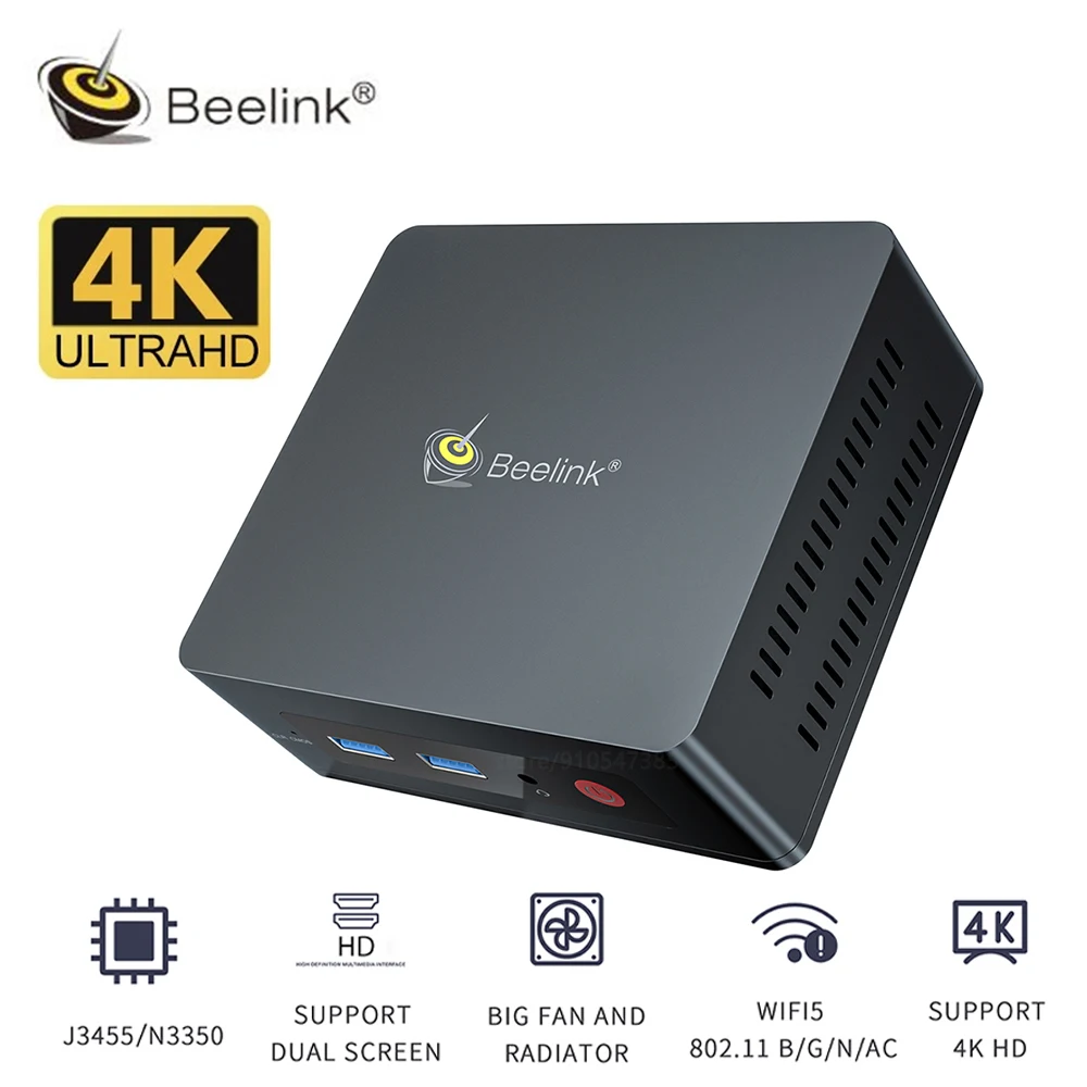 Мини-ПК Beelink GK35 Windows10 Intel Apollo Lake Celeron J3455/N3350 8 Гб ОЗУ 256 SSD 2 4G 5 8G Wi-Fi 1000M двойной экран |