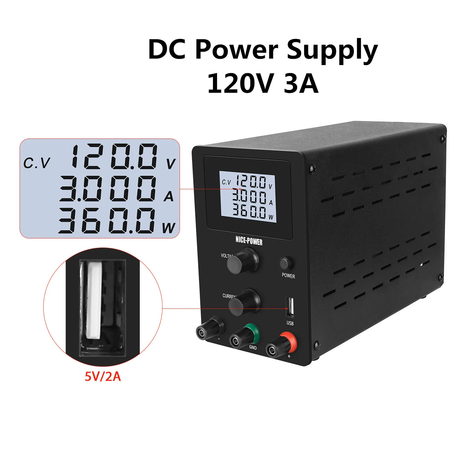 120v 3a Adjustable Dc Lab Power Supply With Regulator Switching