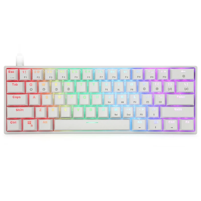 SK61 61 Key Mechanical Keyboard Gateron optical Switches LED RGB Backlit Hot Swappable Wired Gaming Keyboard for Desktop