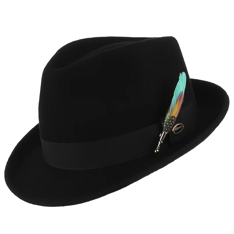 GEMVIE новинка осень зима для мужчин и женщин шерсть шляпа Толстая теплая фетровая Трилби джазовая шляпа фетровая шляпа с пером
