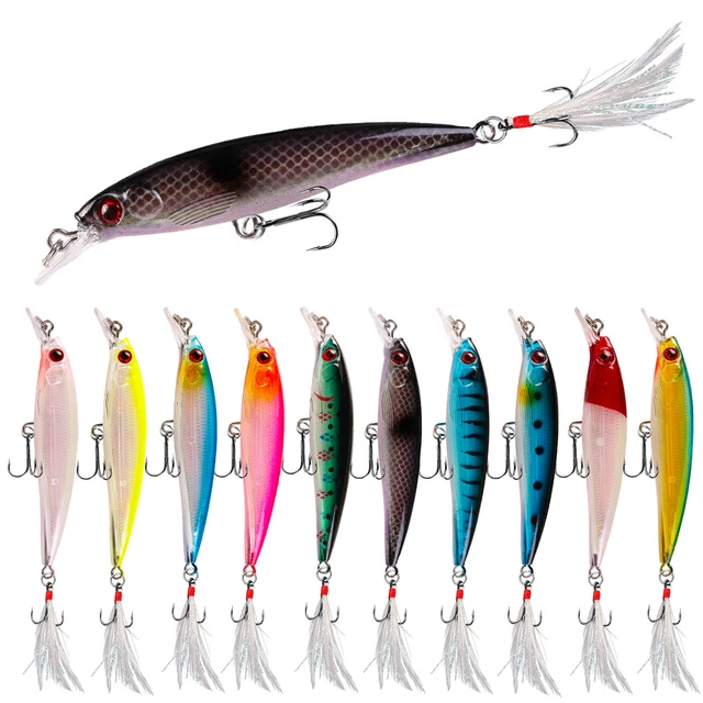 10 Pcs Crankbaits Minnow Fishing Lure Bait