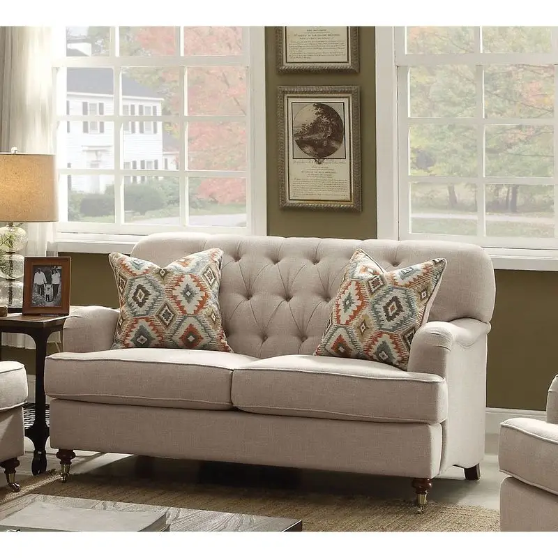 Living Room Sofa Set 3 Seater Sofa, Loveseat and Lounge Chair Tufted Cushions, Home Sectional Couches Furniture, Beige