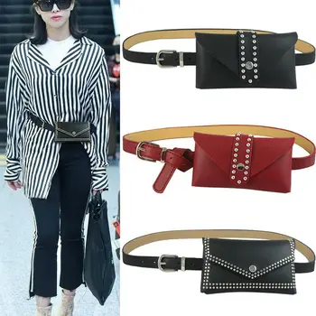 

Fashion Women PU Leather Fanny Waist Pack Belt Bag Pouch Travel Small Purse Waist Bags Ladies Waistband Packs New