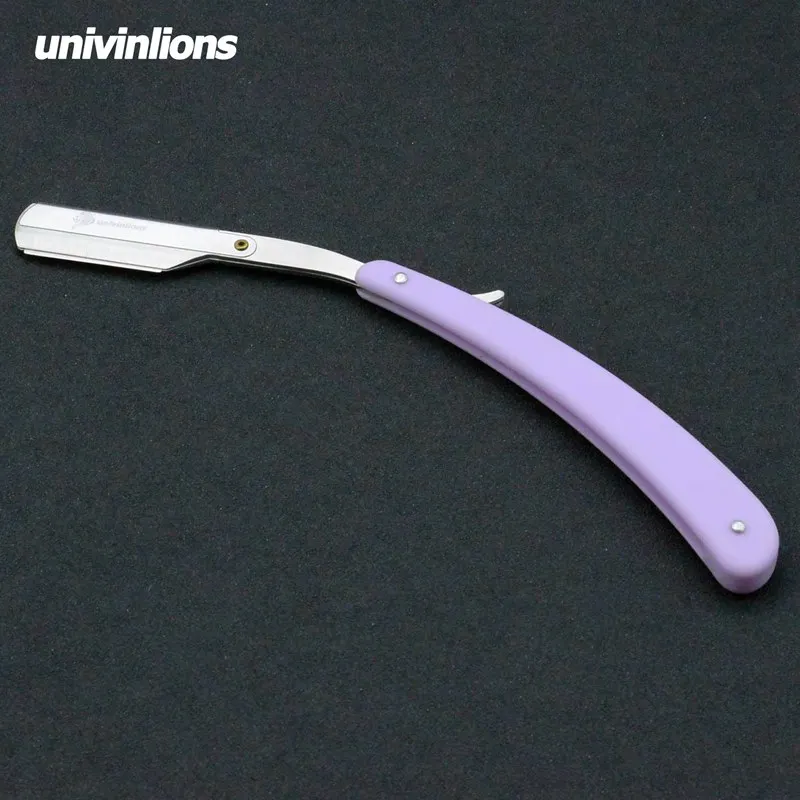 Univinlions straight plastic handle foldable sharp blade razor stick for men women barber shaving knife beard face underarm body