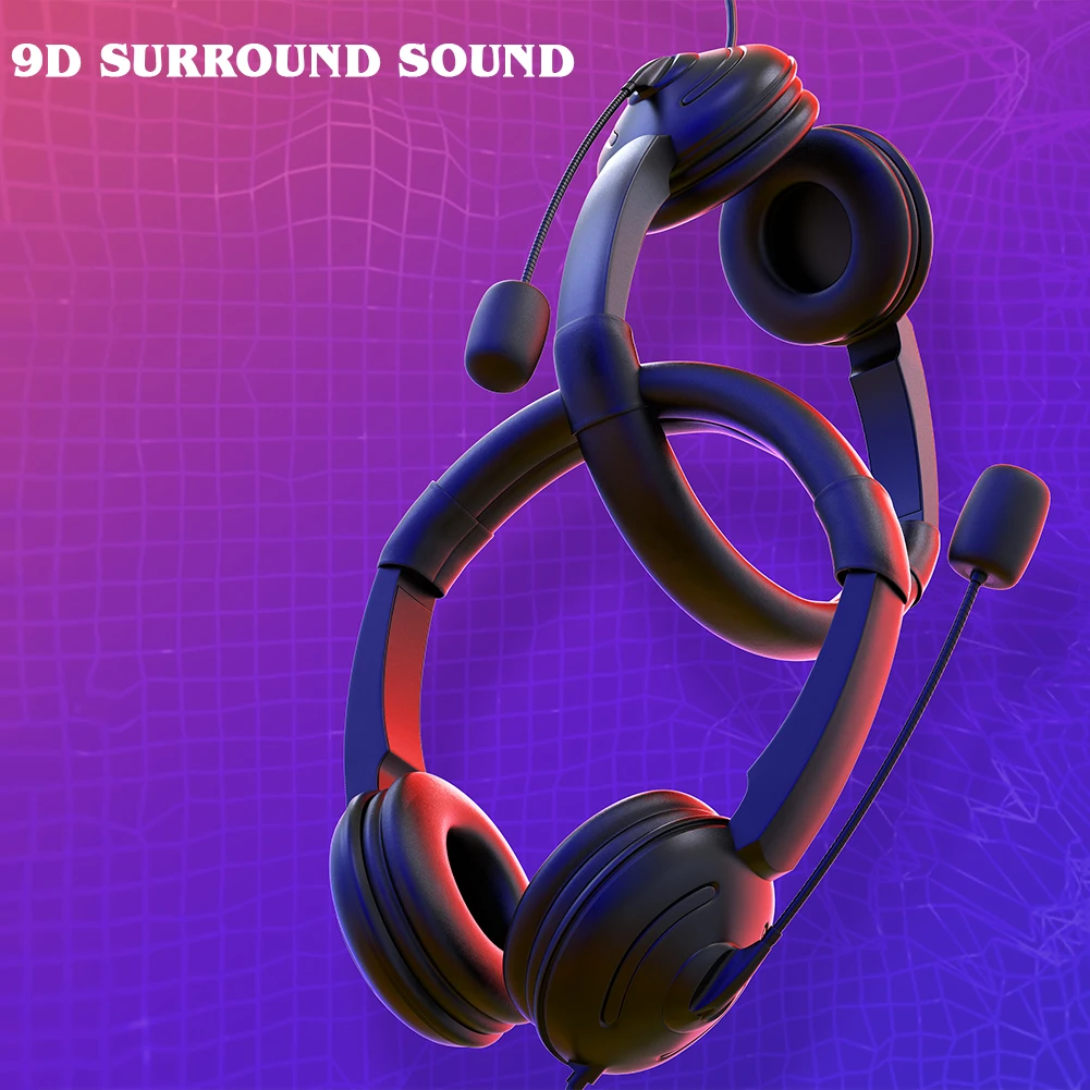 USB Headset with Microphone and In Line Control On Ear Headphone for Gaming Skype Office Conference