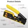 AMPCOM RJ45 RJ11 Pass Through Crimping Tool for Cat7/6A Cat6/5 Ethernet Modular Plugs Connectors With Stripper and Spare Blade 2