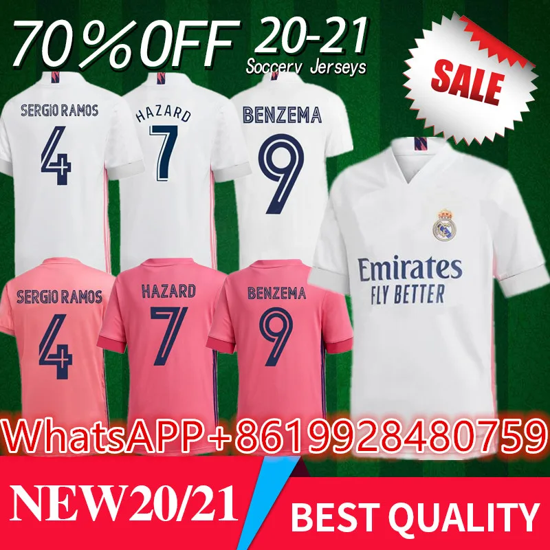 

Top Best 2020 2021 Real MadridES Home Soccer Jersey HAZARD SERGIO RAMOS BENZEMA VINICIUS 20/21 Real MadridES Away Football Shirt