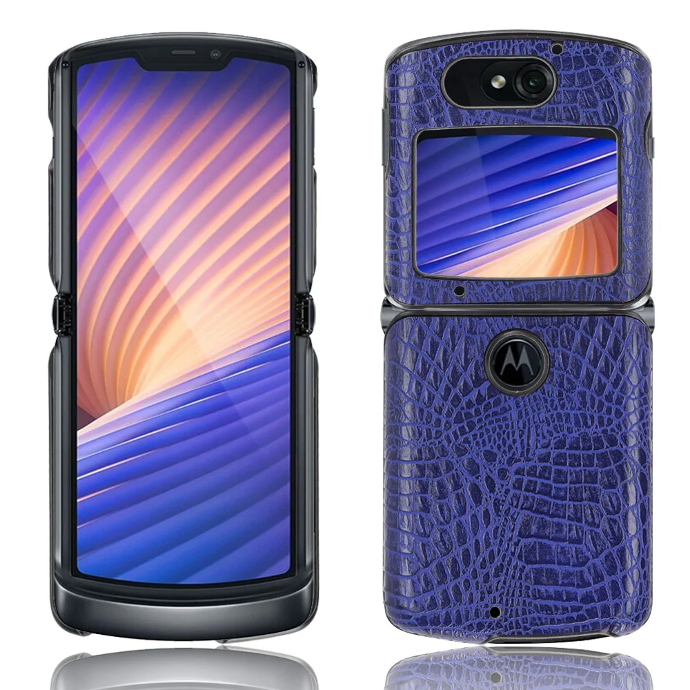 Per Motorola Moto Razr 5G / Razr 2020 Custodia Classic Crocodile Pattern Skin Pu Leather Pc Hard Back Protection Cover Per Telefono Fundas