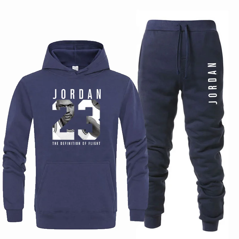 Комплект из 2 предметов JORDAN 23, толстовка с капюшоном+ штаны, брендовая мужская толстовка в стиле хип-хоп с длинным рукавом, мужской спортивный костюм с капюшоном, пальто, повседневная спортивная одежда - Цвет: 9