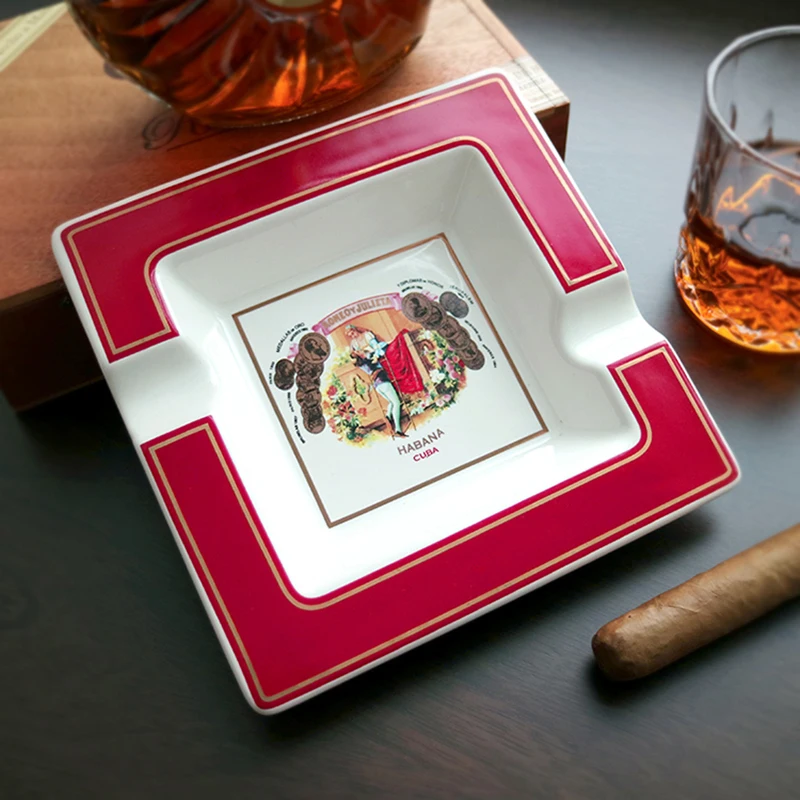 Classic Ceramic Cigar Ashtray Home Portable Travel Pocket Ash Slot