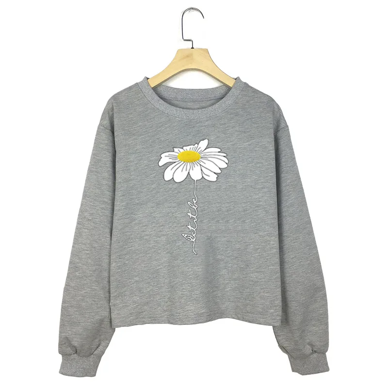 

Women Hoodies Autumn Winter Plus Size Long Sleeve Basic Shirts Casual Women Sunflower Letter Tops Fall Tee Shirt Femme