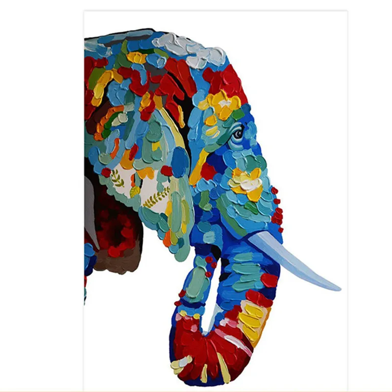 

Handpainted Knife Cartoon Elephant Wall Art Pictures Modern Office Paintings Hand Painted Abstract Animal Oil Painting on Canvas