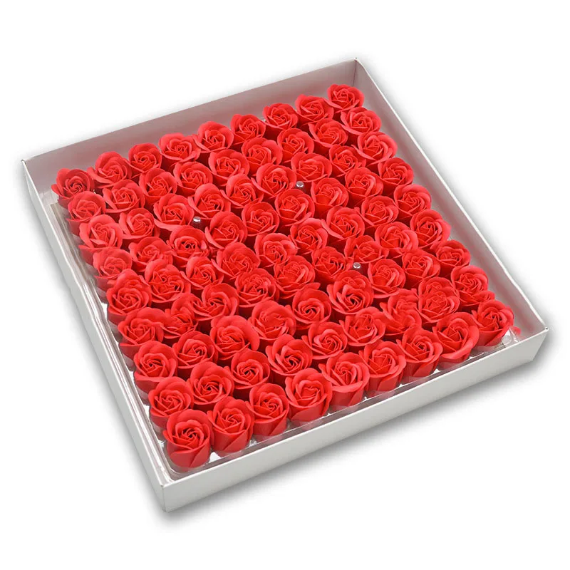 81 шт./лот, цветочное мыло в виде розы для тела, ароматическое мыло в виде Розы, подарок на свадьбу, День святого Валентина - Цвет: red
