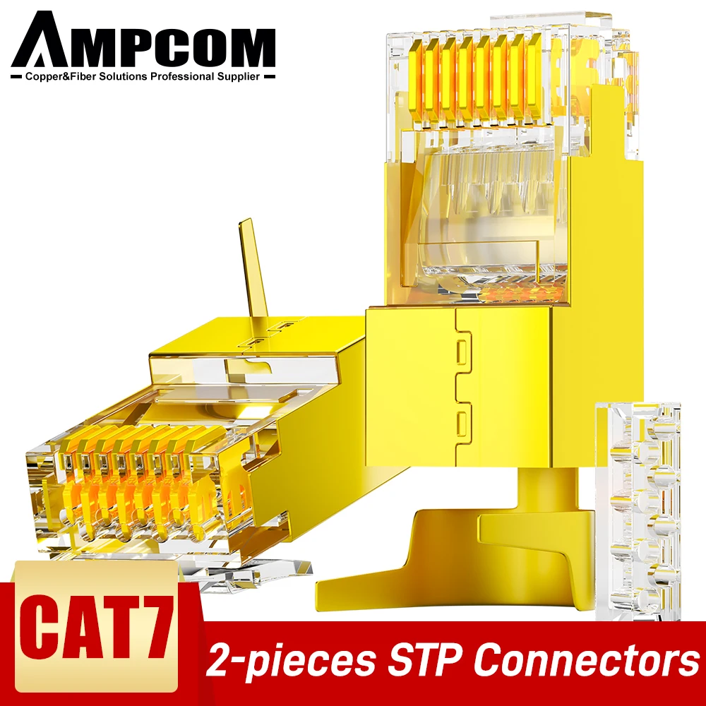 AMPCOM – connecteur CAT7 RJ45 avec barre de charge, combinaison en deux ...