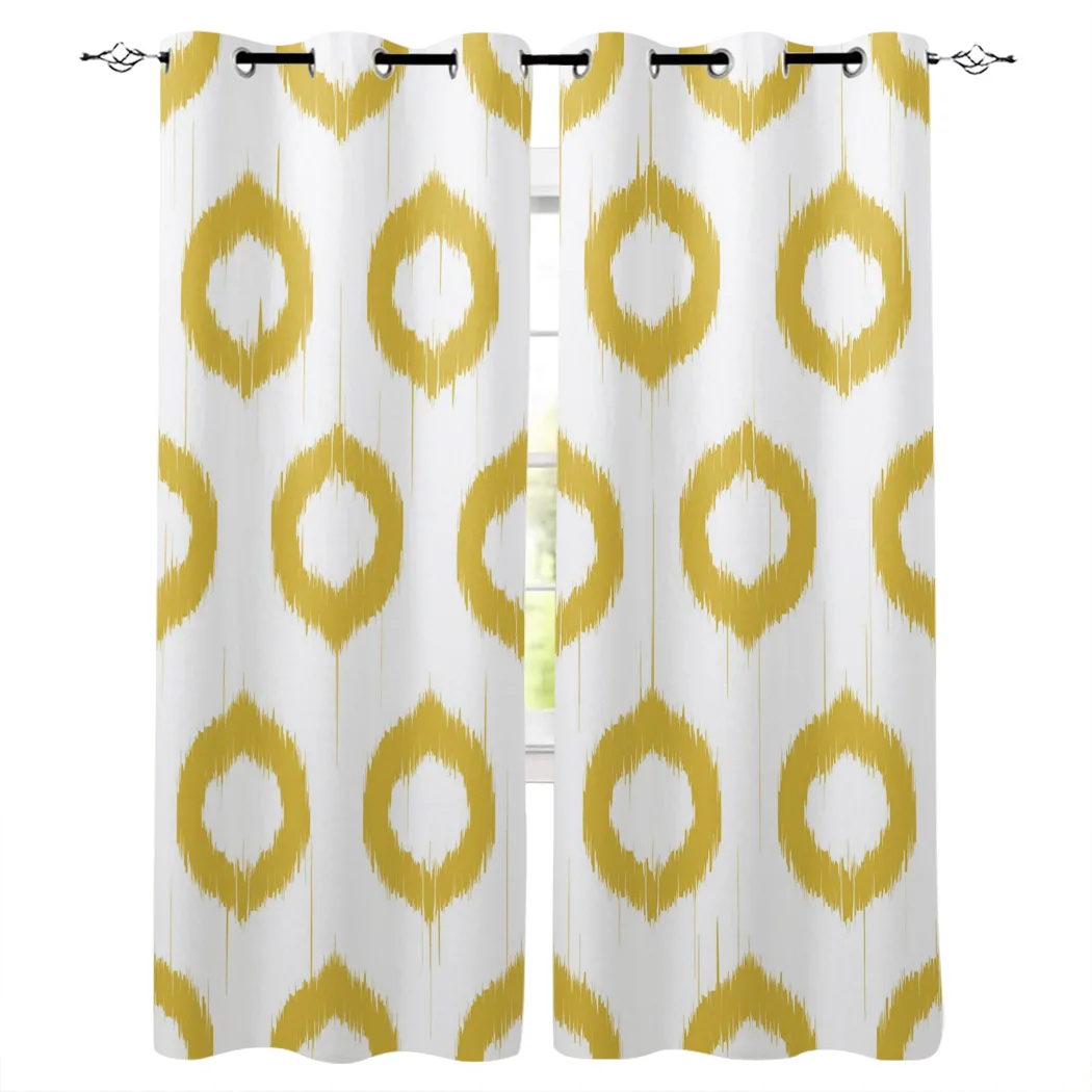 Шторы с геометрическим рисунком роскошные домашние занавески желтого цвета для