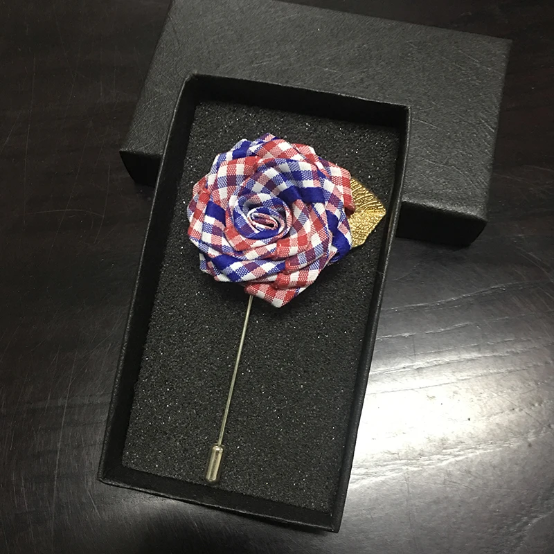 No BOX Brooches Мужчины женщины сплав лацкан булавка брошь бижутерия свадьба клуб вечерние костюм рубашка куртка пальто плед полосатый броши в форме цветка розы корсаж - Цвет: No BOX Brooches
