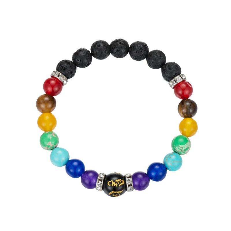 Modyle Chakra Bracelet Essential Oils Diffuser Lava Healing Balance Beads Buddha Natural Stone Yoga Lion For Women Man | Украшения и