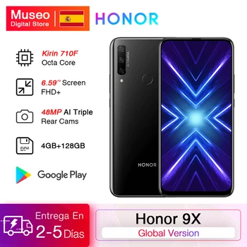 Перейти на Алиэкспресс и купить Глобальная версия Honor 9X смартфон 4G 128G 48MP Тройная камера 6,59 ''экран мобильный телефон Android 9 OTA Google Play
