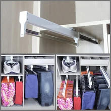 35/40/45cm Pull-Out Closet Valet Rod Adjustable Wardrobe Clothing Rail Top Mount Wardrobe Hanger Rack Clothes Trousers Storage