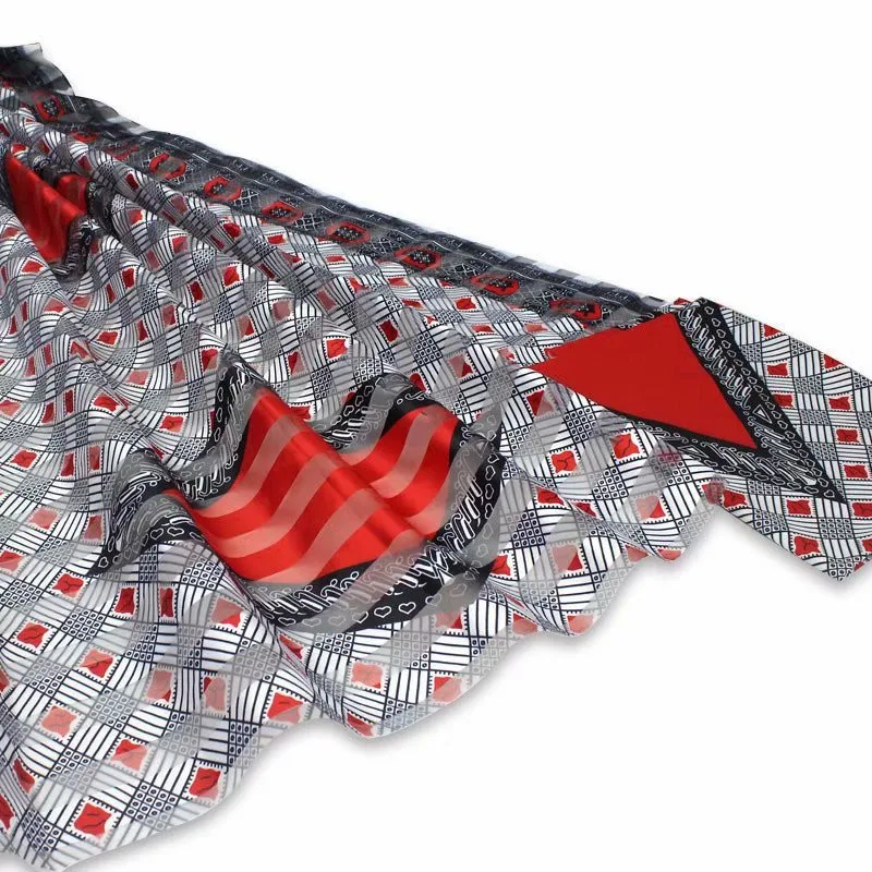 Африканская восковая лента, Шелковый воск, Анкара,, атласная ткань, 4 Ярда, audel/modell, хлопковая ткань для платья+ 2 ярда, шифон, YBG112622