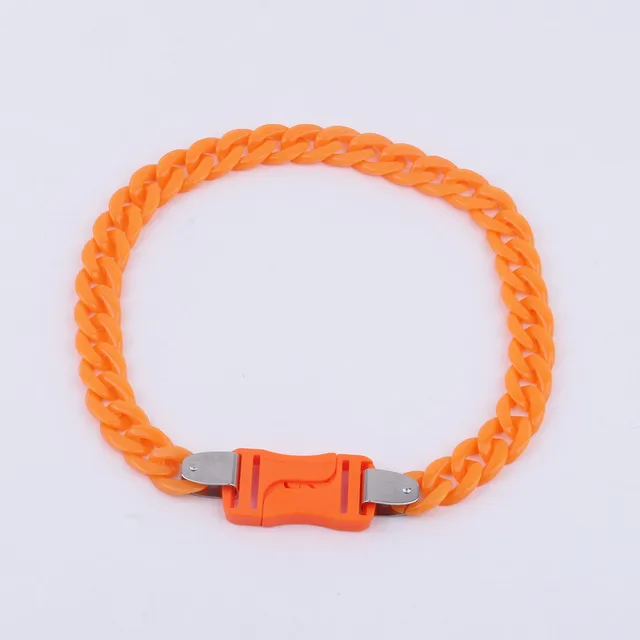 FishSheep Rock Punk Acrylic Chain Buckle Pendant Necklace For Men Women Statement Choker Collar Necklaces New Fashion Jewelry Gold-color