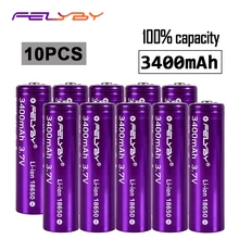 FELYBY 10 шт. 18650 3 7 в литий ионный Перезаряжаемый Аккумулятор au