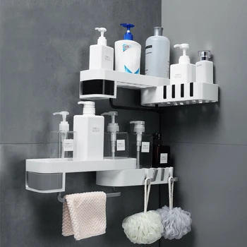 

Corner Storage Rotatable Rack Bathroom Storage Box Creative Shower Shampoo Shelf Wall-Mounted Home Storage Organizer Wall Shelf