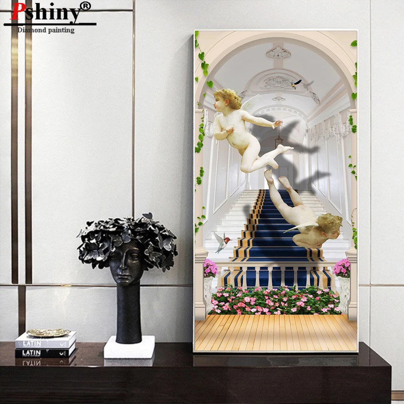 PSHINY DIY 5D алмазная живопись Ангел религия украшения для дома Алмазная мозаика