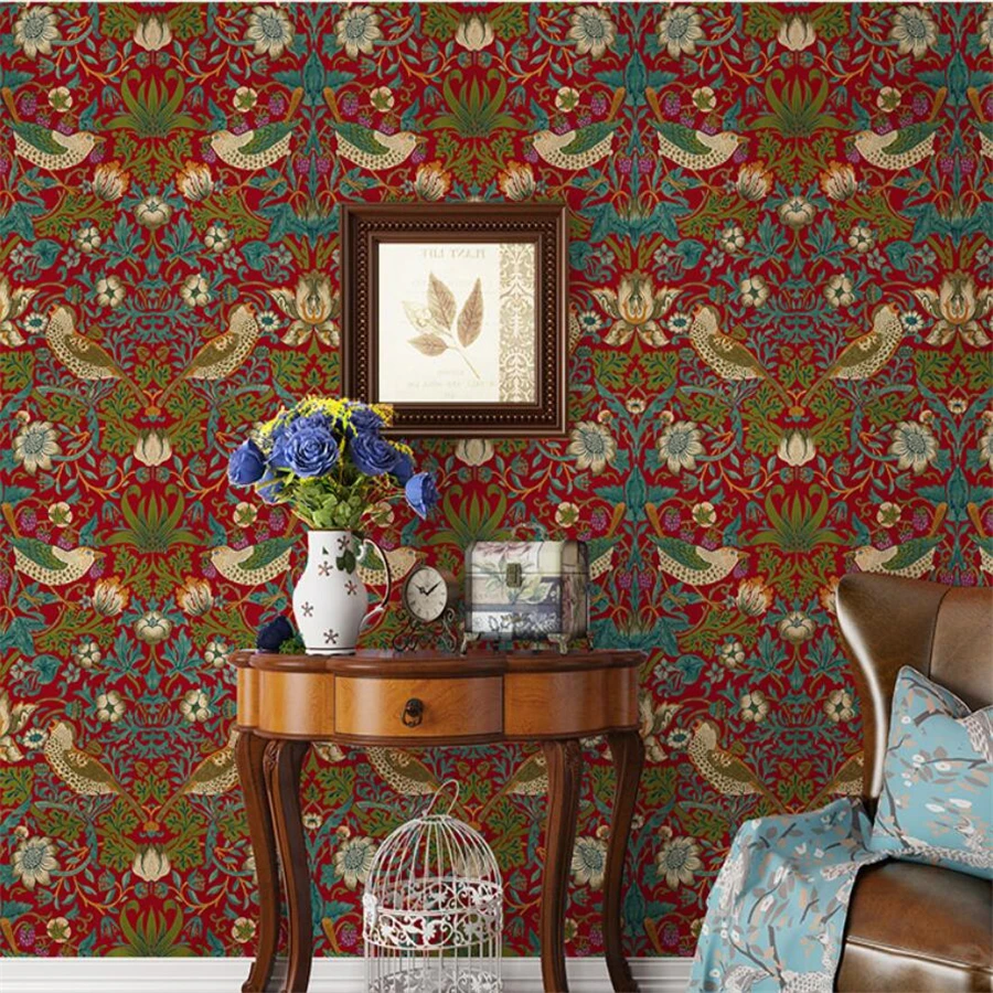 flor e passaro retro tibetanos para sala 01