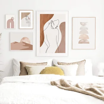 

Abstract Girl Line Desert Sun Landscape Wall Art Canvas Painting Nordic Posters And Prints Wall Pictures For Living Room Decor