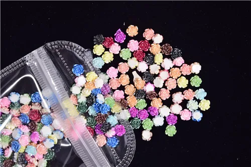 100pcs/Bag 6mm Colorful Flower Resin Stone Nail Charms Jewelry 3D Nail Art Decoration Cellphone Decoration Beauty Supplies ZCF10 ZCF11-100pcs