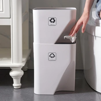 

Kitchen Trash Can Garbage Storage Box Stacked Sorting Trash Bin Dry Wet Separation Waste Bin Rubbish Bin Garbage Bag new