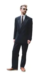 2Pcs Black Jacket Straight-leg Pants Men's Suits Sets Tailored Men's Clothing Casual Blazer Trousers Wedding Party Wear Costume