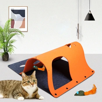 

Cat Tunnel with Hanging Catnip Kitten Scratch Exercise Toys Indoor Play Tube with Multiple Tracking Holes DIY Hiding Cave House