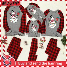 Одинаковые комплекты для семьи; рождественские пижамы с принтом снеговика; милый комплект для родителей и детей с рисунком; одежда в клетку; зимняя одежда для сна