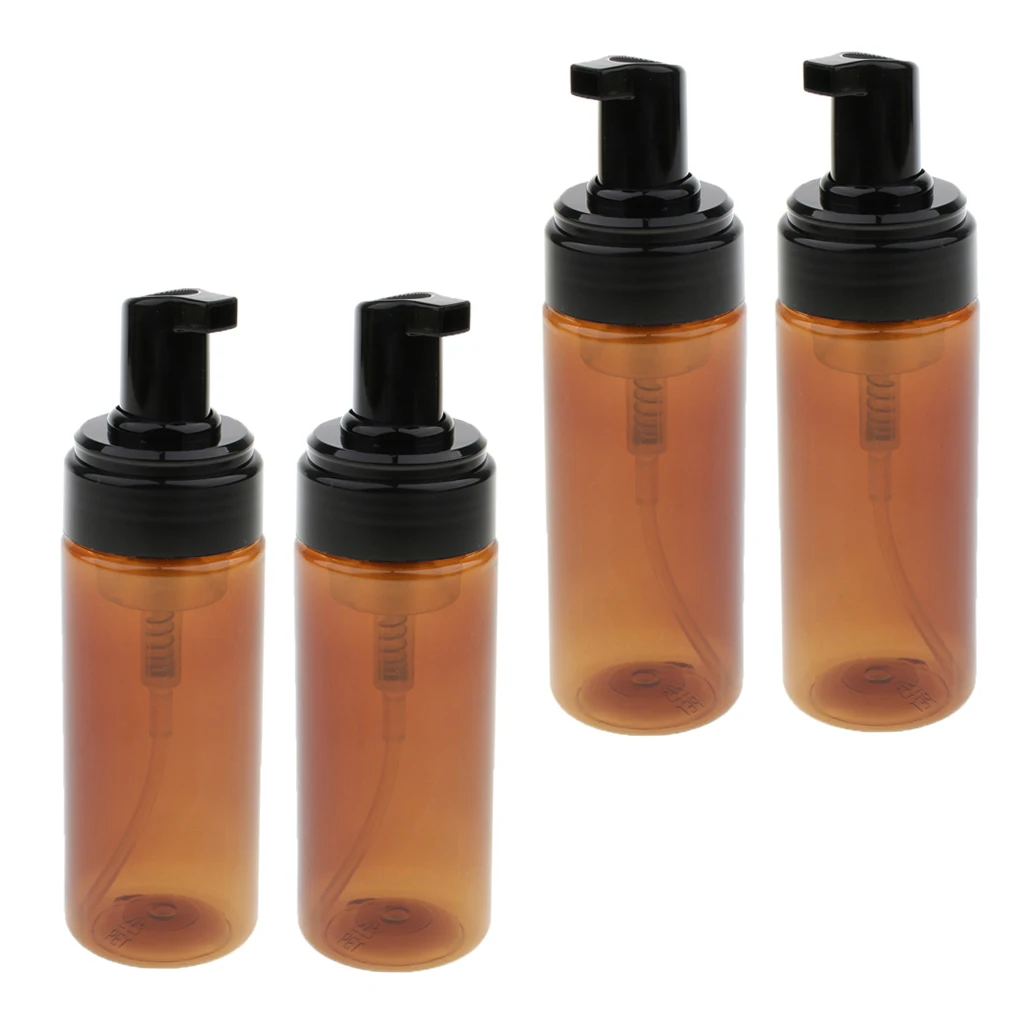 4Pcs Foaming Soap Dispenser, Plastic Refillable Foam Hand Pump Empty Bottles Container for Castile Liquid Soap , 150 ml/Pcs