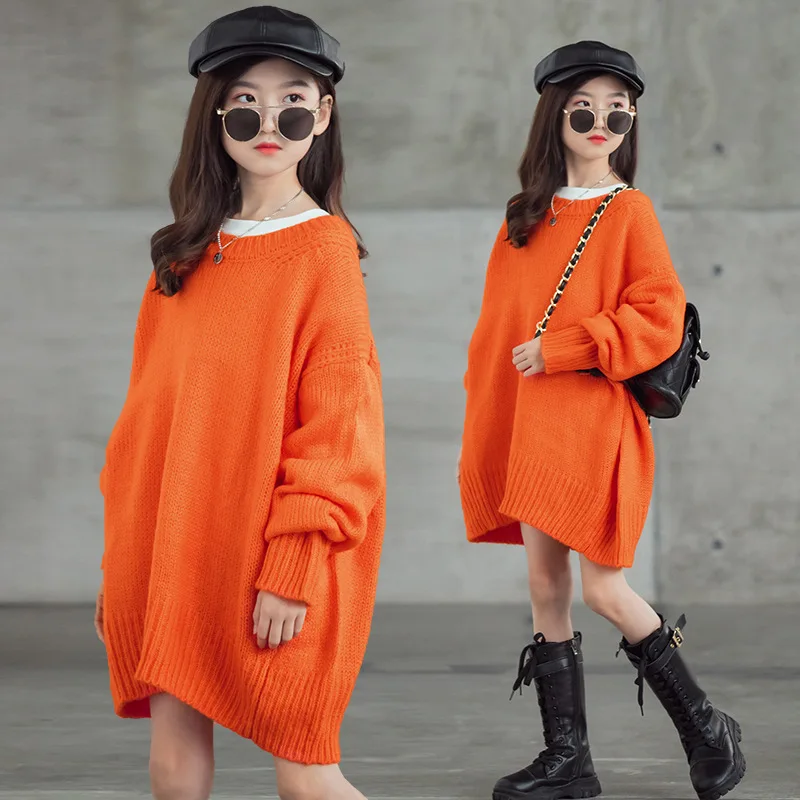 

Children's Sweater for Girl Winter Clothes 2020 New Autumn Winter Outerwear Loose Kids Pullover Sweaters Knitted Tops 10 12 13 Y