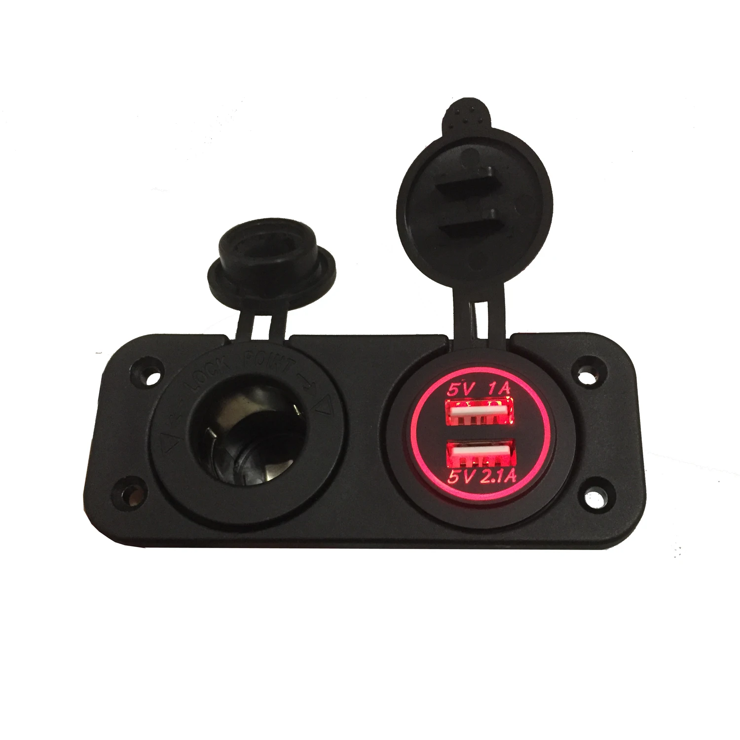DC 12 V-24 V прикуриватель+ двойной USB разъем питания панель 2.1A/1A USB зарядное устройство для автомобиля лодки мотоцикла зеленый синий красный желтый - Название цвета: Красный