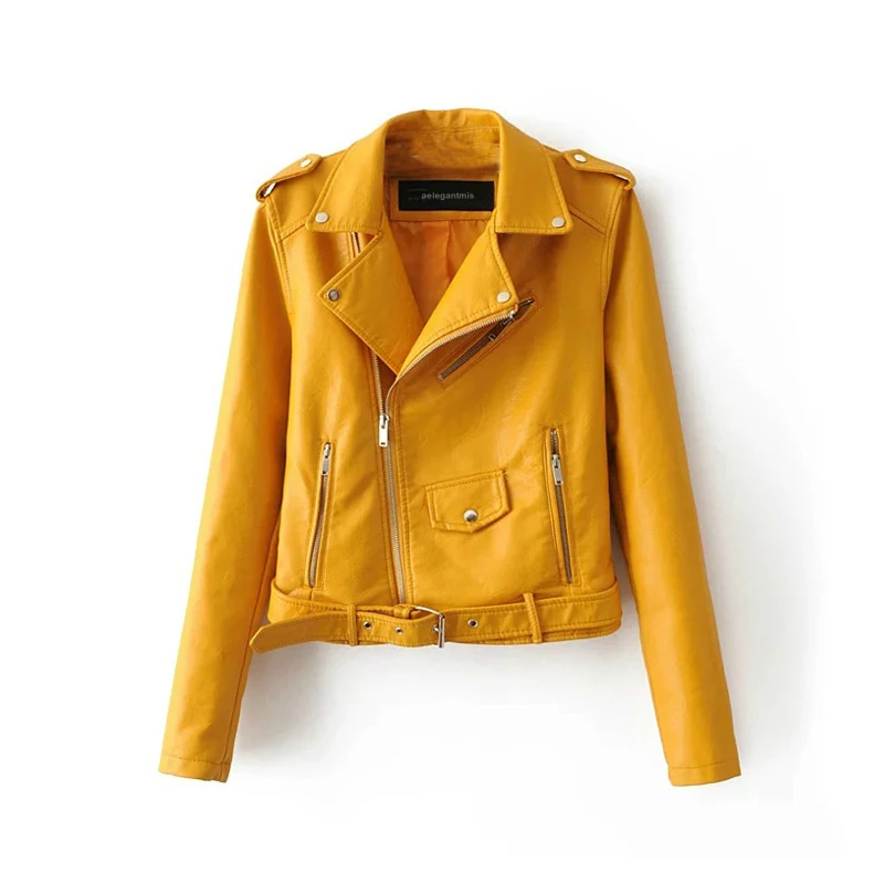 Ideal  Autumn Short Faux Leather Jacket Women 2019 Basic Jacket Fashion Zipper Soft Motorcycle PU Leather 