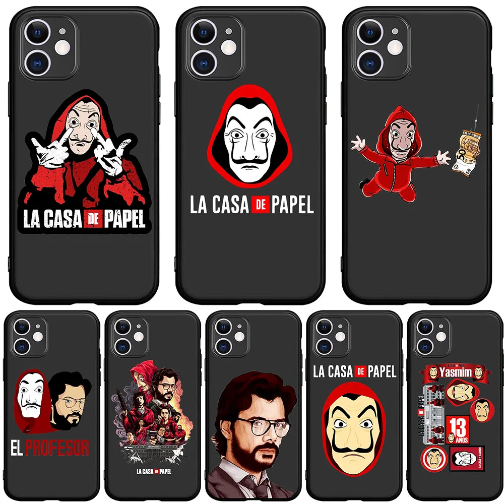 

For iPhone X XR XS 11 Pro Max 5 5S SE 6 6S 7 8 Plus One plus 5 6T 7T Pro La Casa De Papel Money Heist Phone Case Soft Back Cover