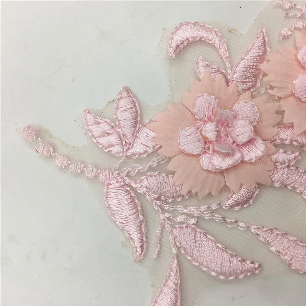 3D Craft Supplies Trim Sewing Lace Embroidery Needlework Garment Decoration Collar Colorful Lace Applique Fabric 1 Pair