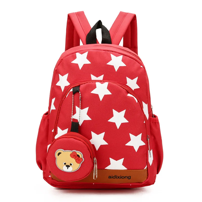 Durable Canvas Primary School Bag Stars Pattern Pink Navy Large Capacity Backpack Kids School Bags
